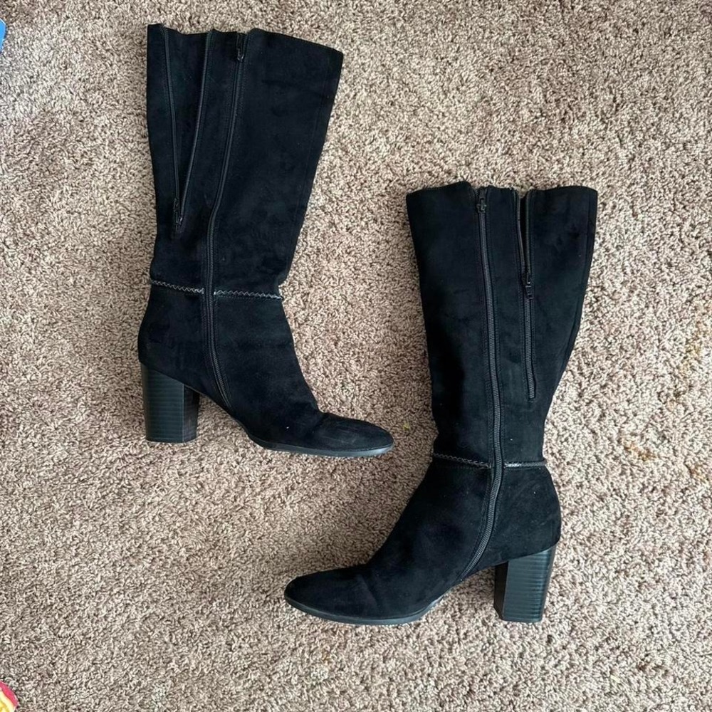Black Faux Suede‎ Boot Knee High Size 10 - Picture 7 of 7